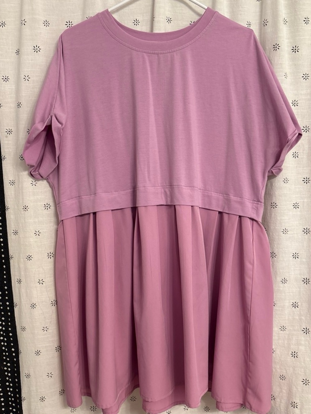 Light purple Tiered Short-Sleeve Dress